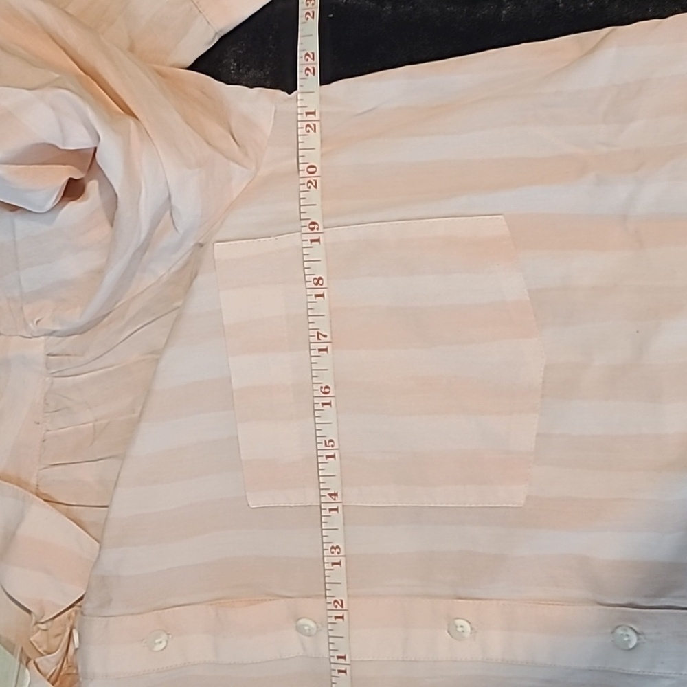NWT FREE PEOPLE Elisha Striped Puff Sleeve Pink Button Down Shirt Size Medium - Picture 8 of 10